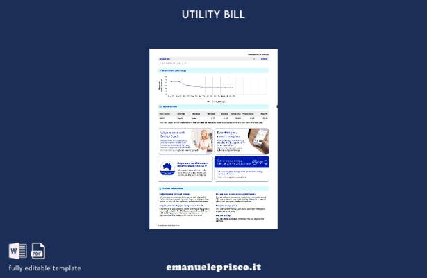 stile verificato Pagine di parole della bolletta del gas Australia AGL, modell 1